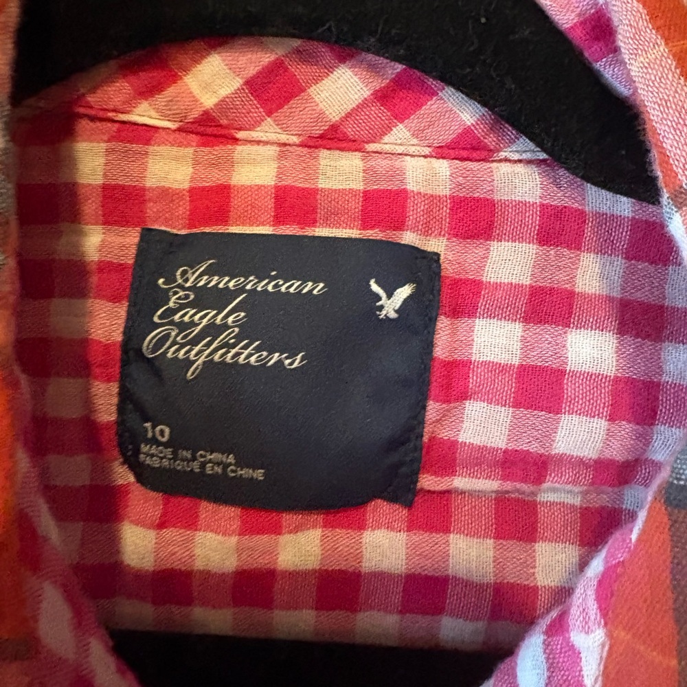 American Eagle Outfitters plaid Blouse size 10 - Picture 3 of 3